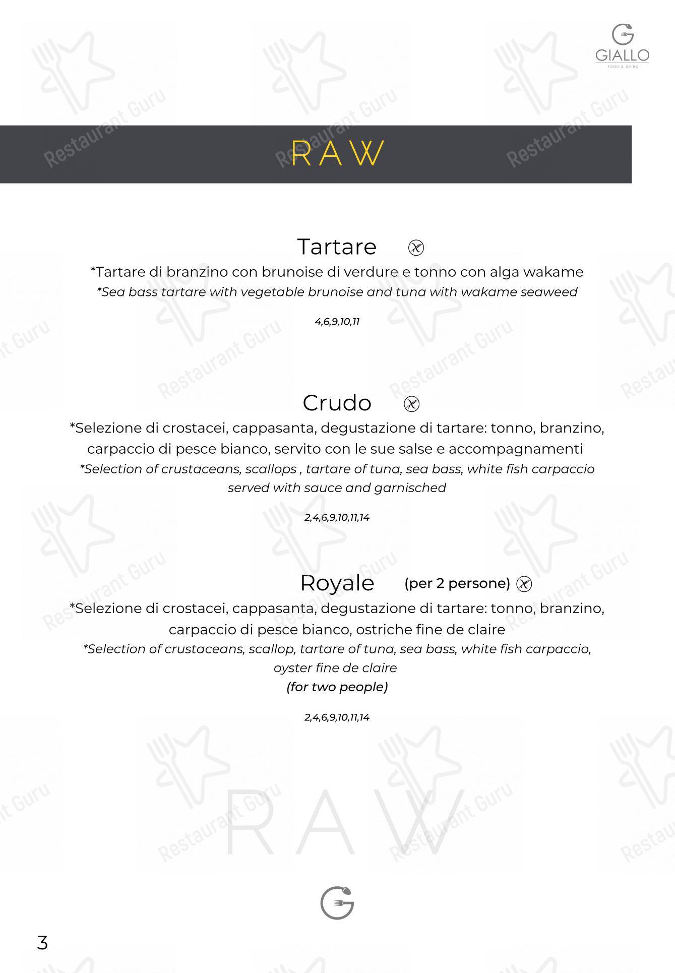 Giallo Viareggio in Viareggio - 菜单