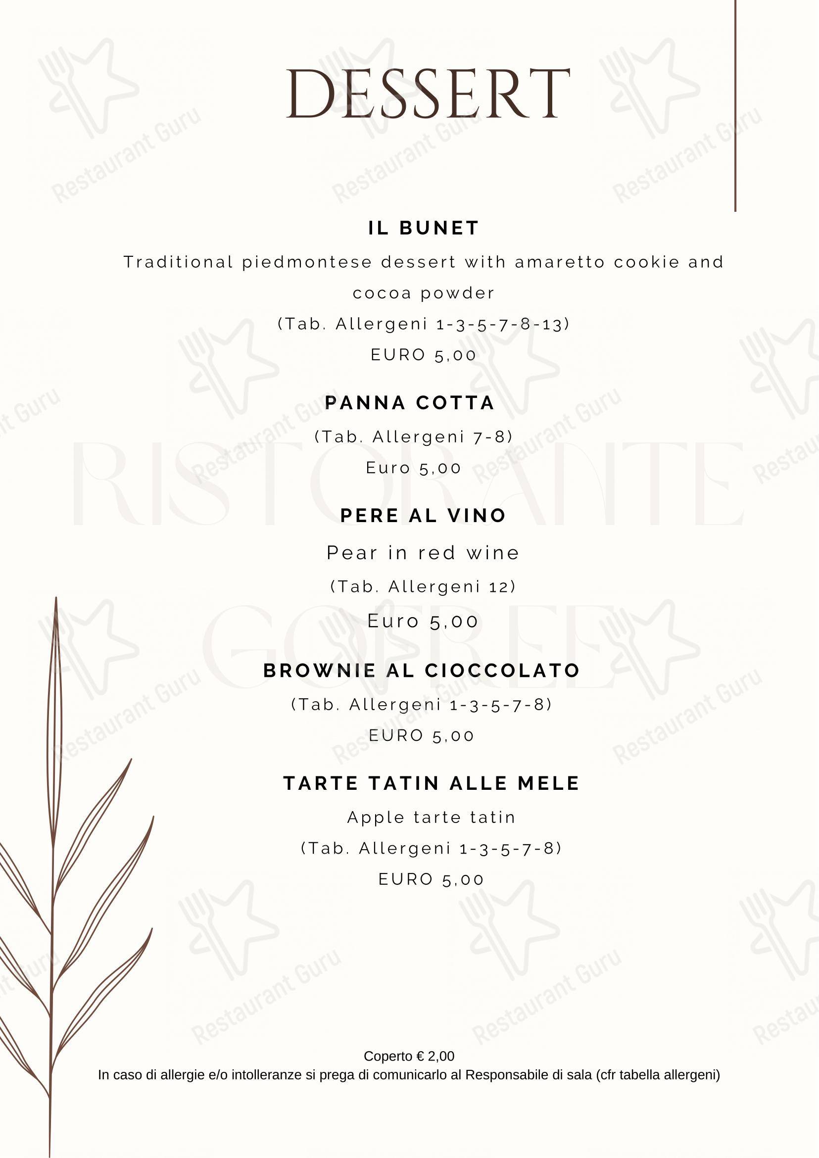 Menu di Gofree Ristorante Pizzeria - Menu bar