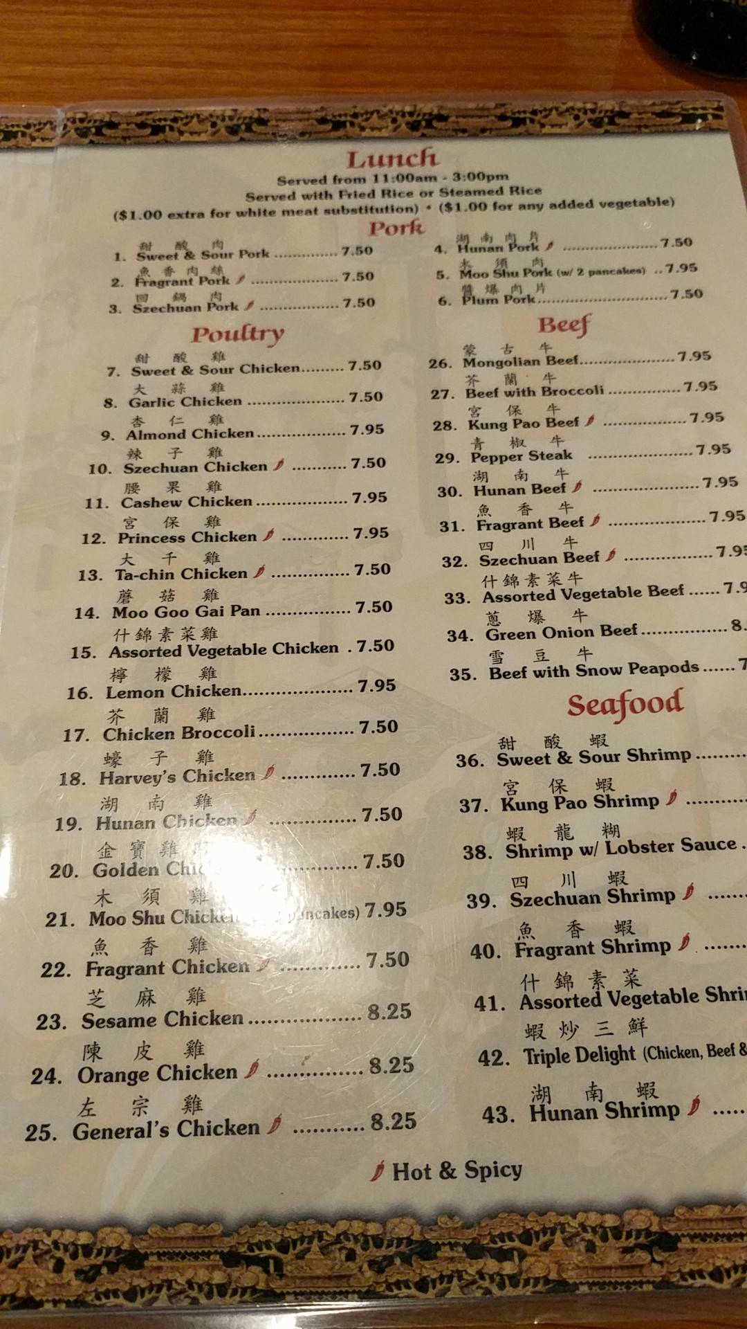 Menu at Golden Bowl Restaurant, Sioux Falls