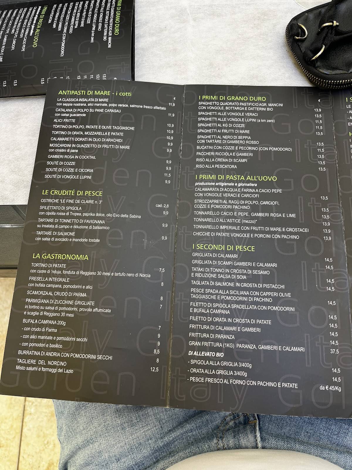 Menu di Golden Italy Ostia 