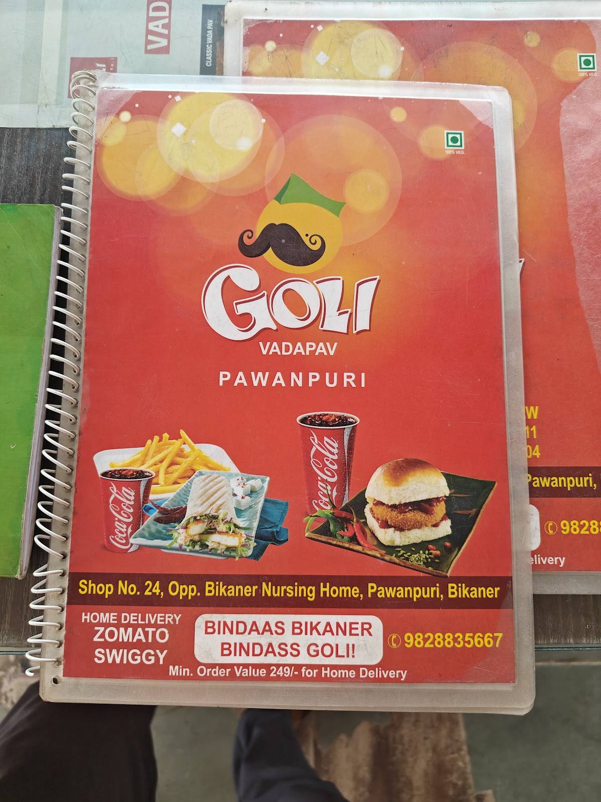 Goli Vada Pav No. 1 Pawanpuri menu