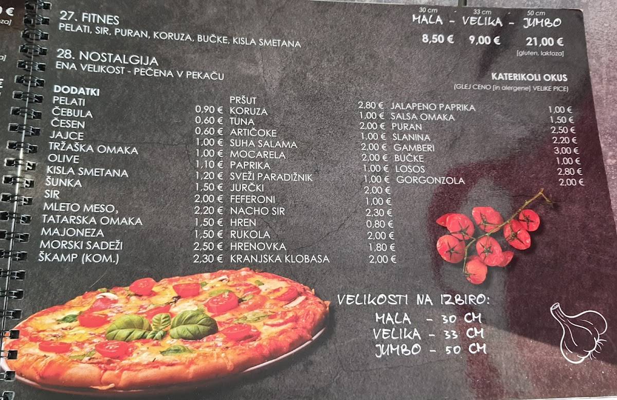 Menu di Aqua Roma 