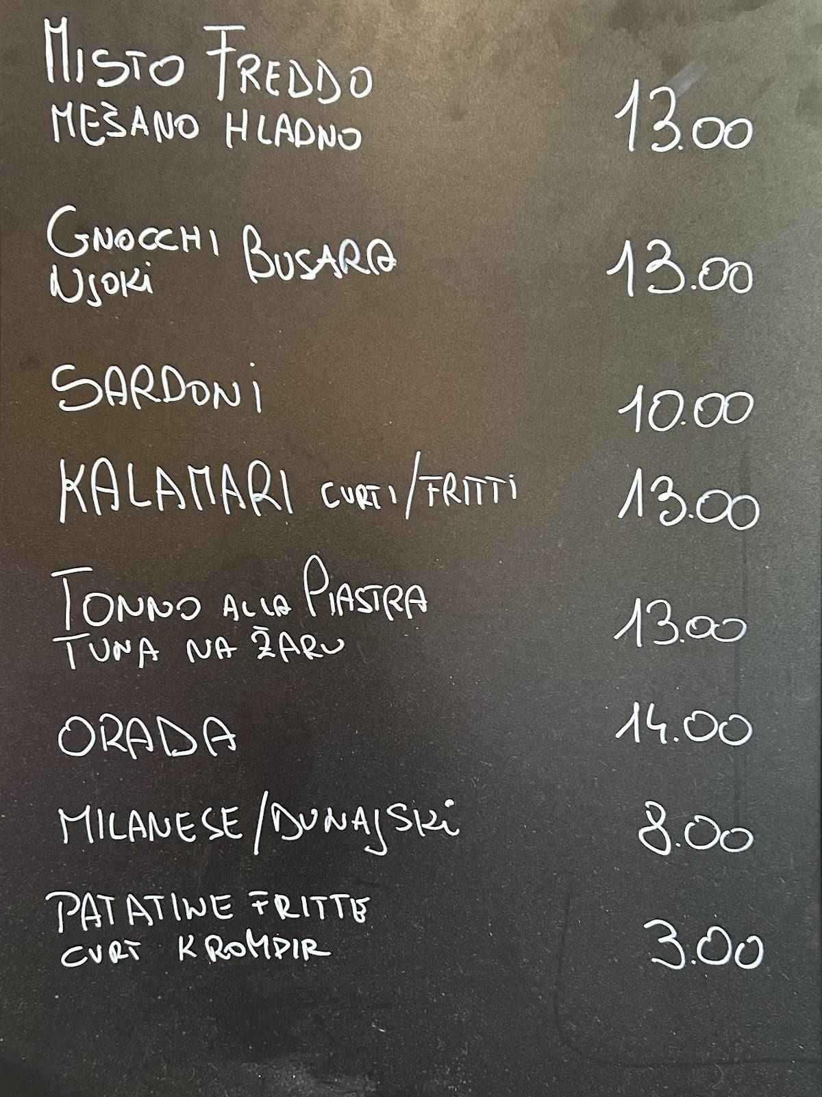 Menu di Trattoria Gostilna Bita 