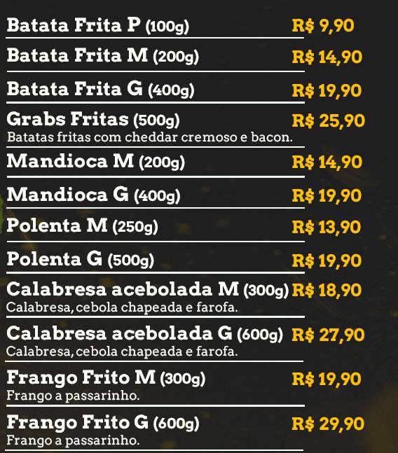 Grab’s Burger & Grill cardápio