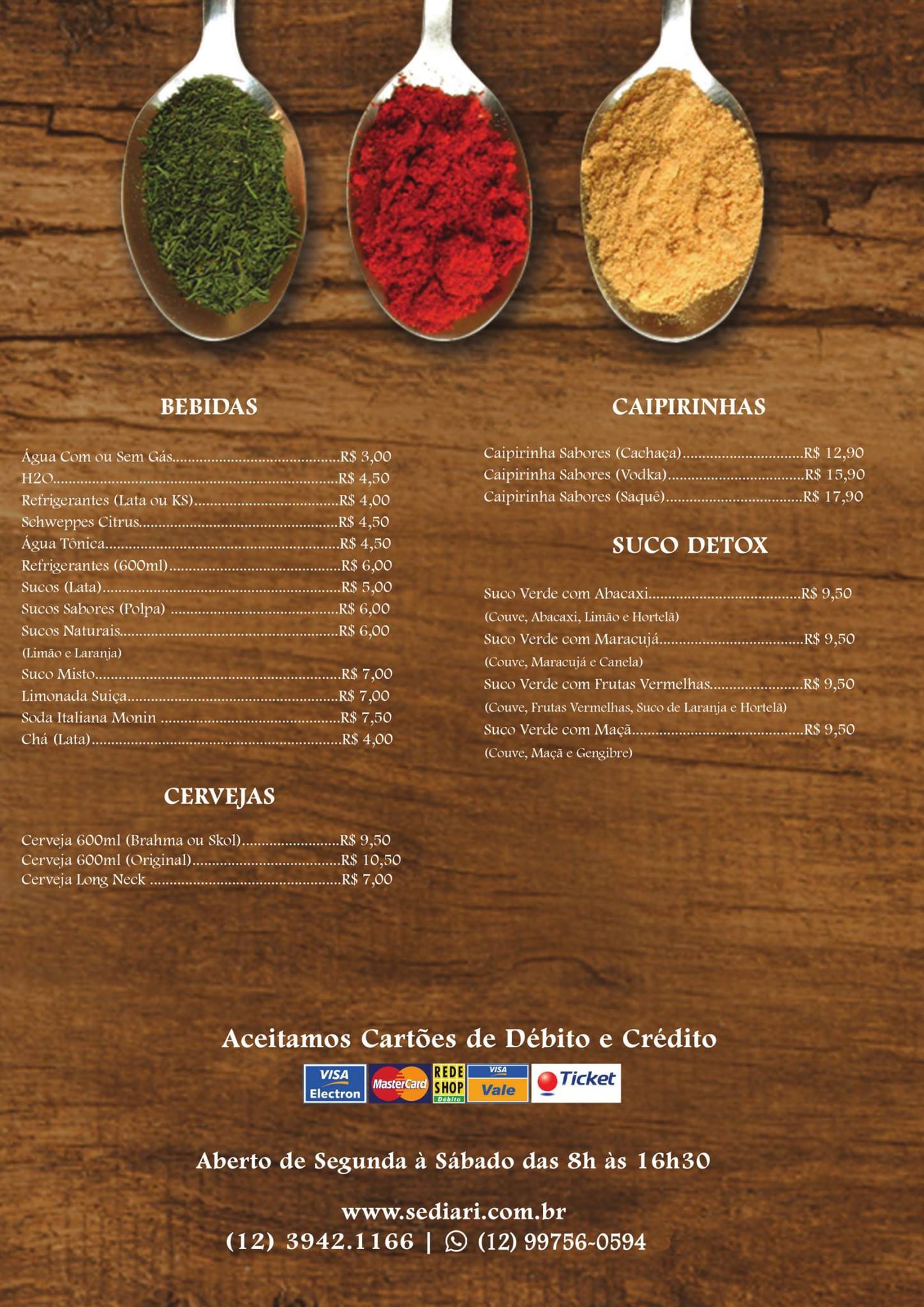 Grupo Sediari Restaurante e Buffet cardápio