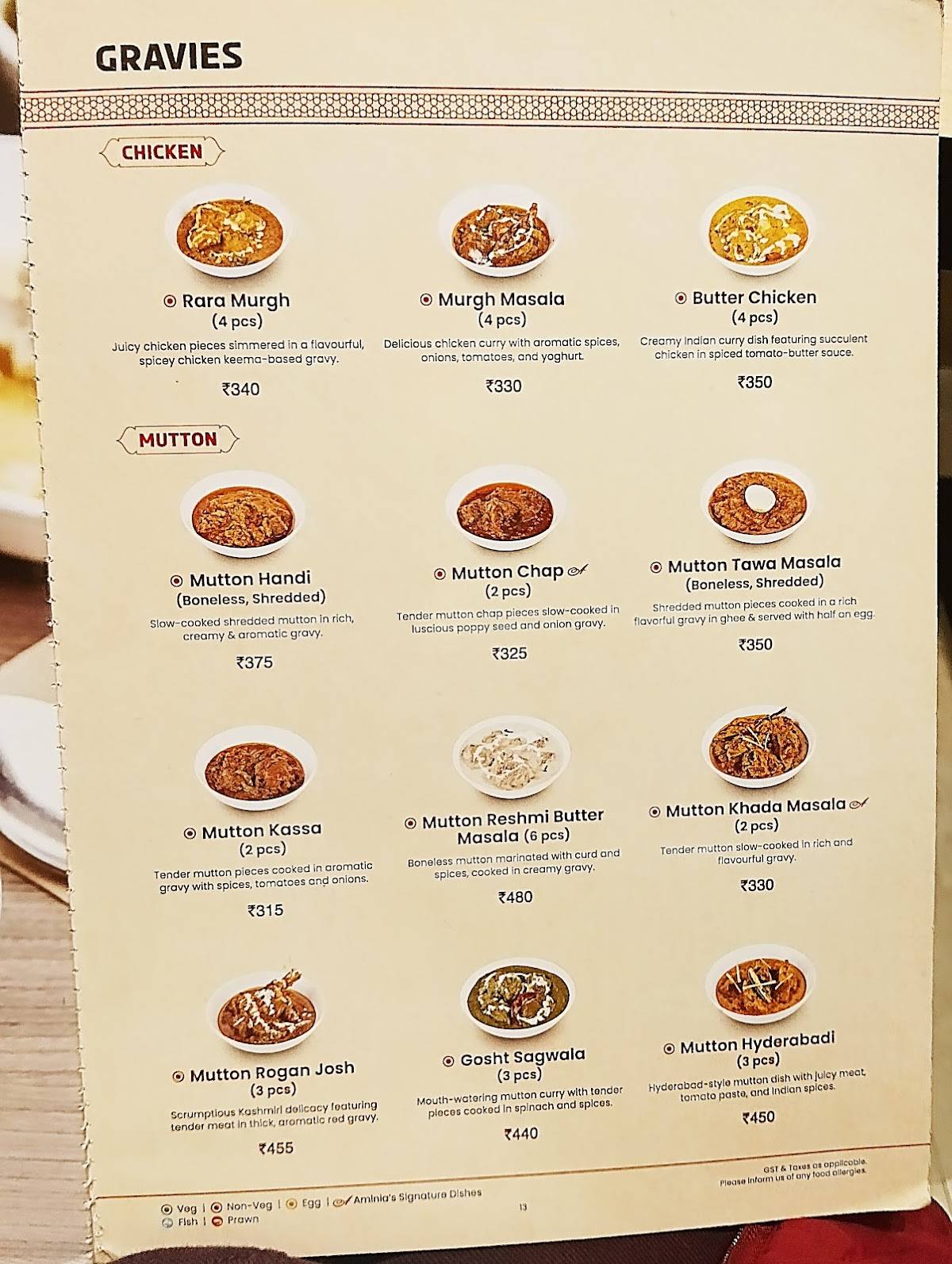 Aminia Restaurant - Guwahati menu