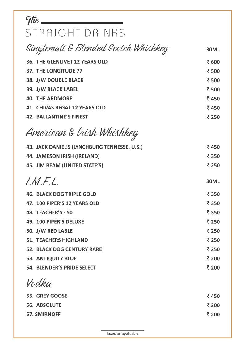 HIVE Restaurant & Bar menu