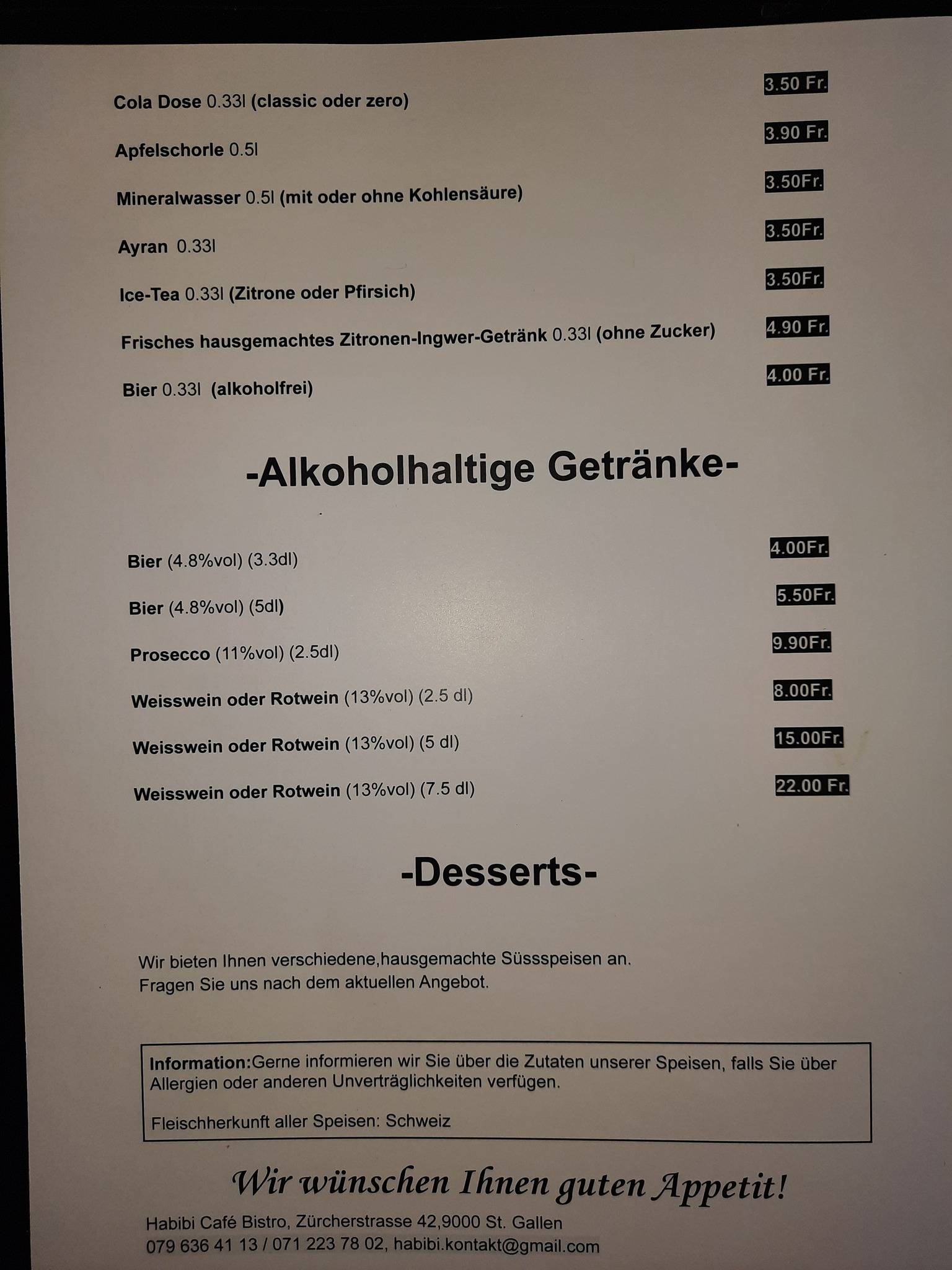Menu di Habibi 