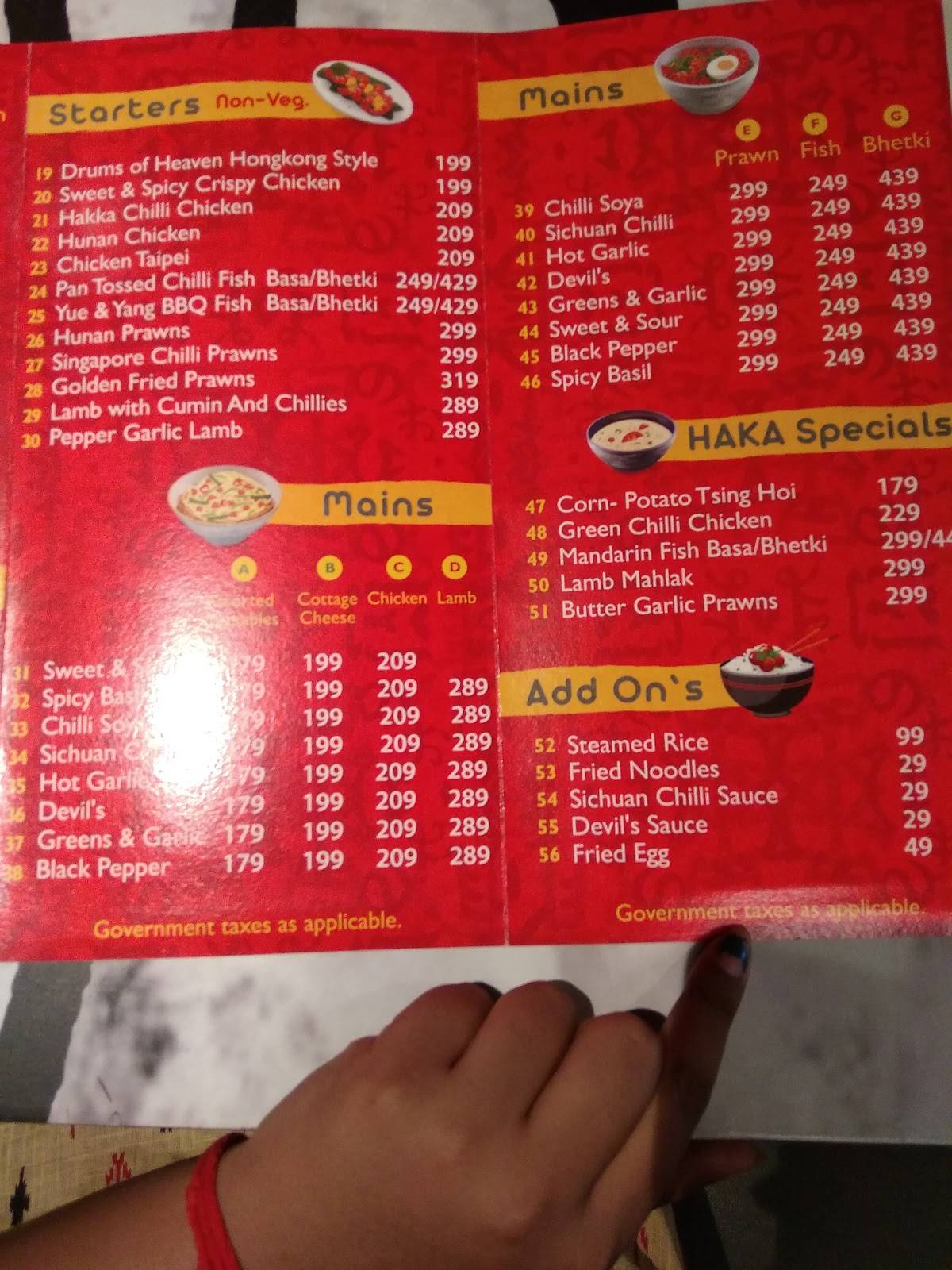 Haka Xpress menu