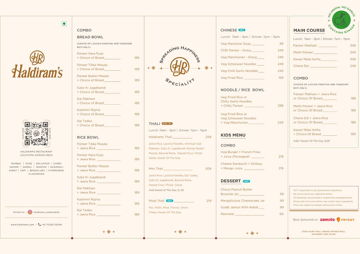 Haldiram's menu