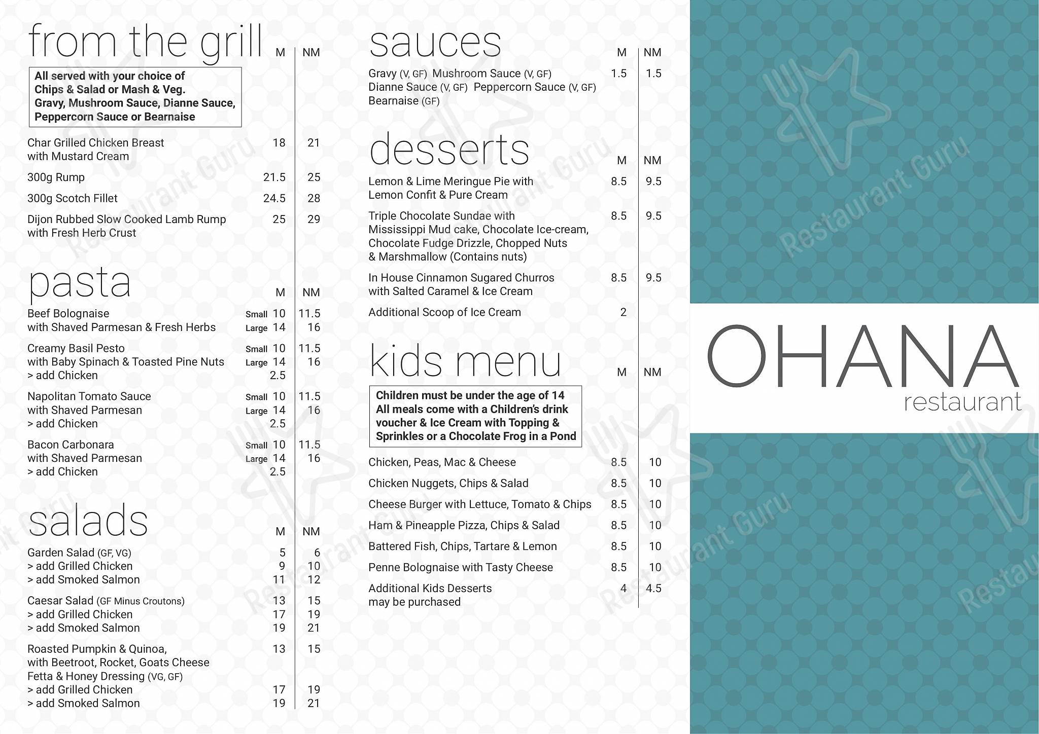 Menu at Halekulani Bowling Club, Budgewoi