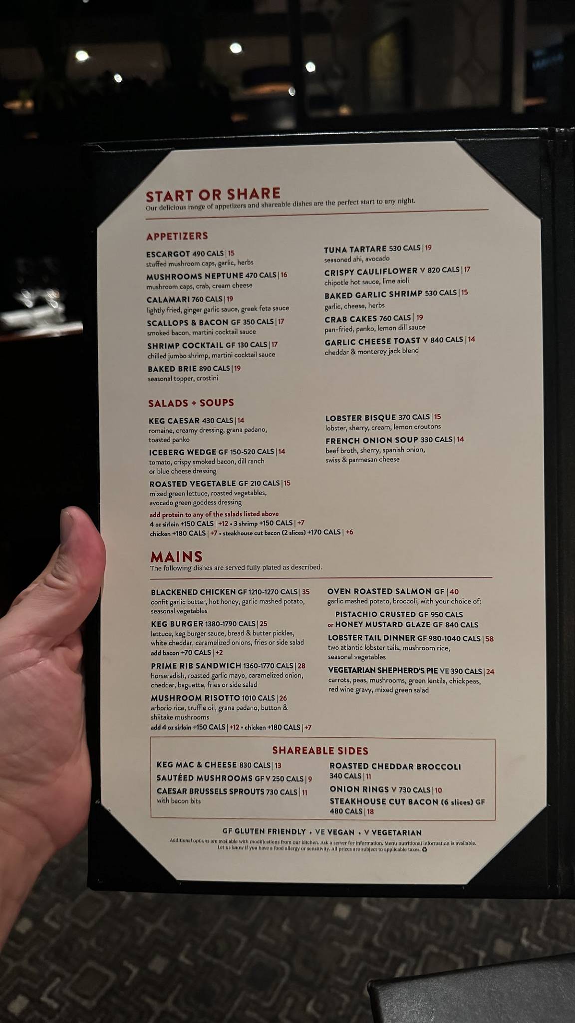 Menu de The Keg Steakhouse + Bar - Hamilton Mountain