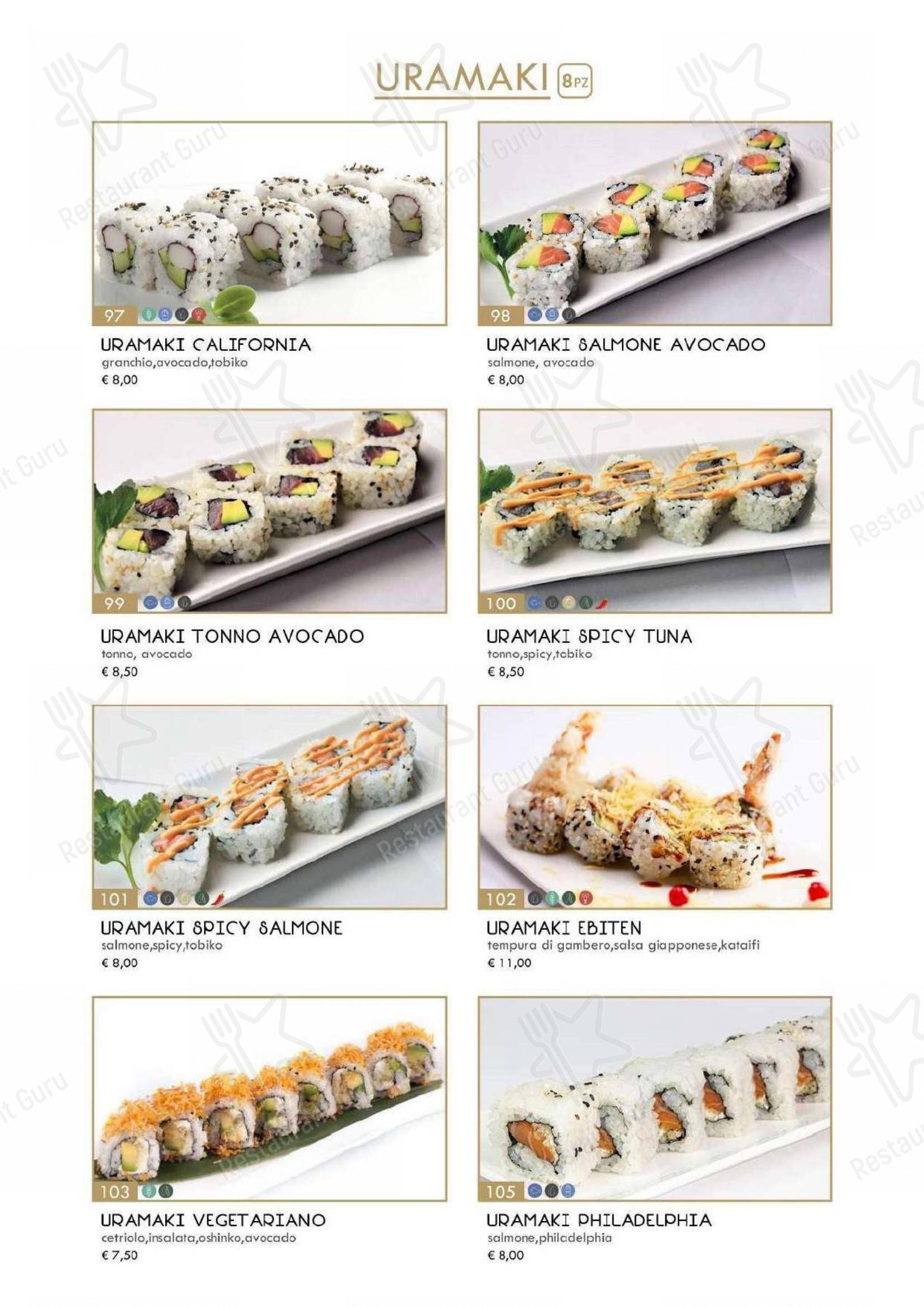 Menu bar per Hanami Asian Fusion ristorante
