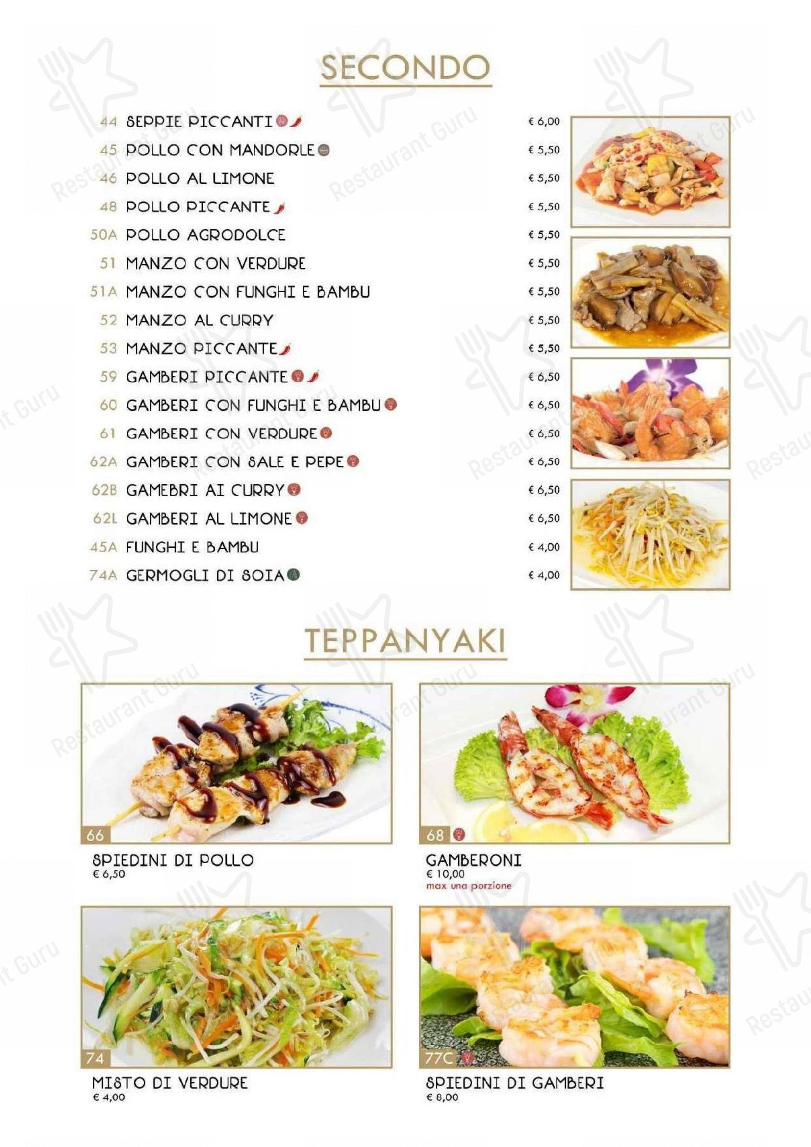 Menu bar per Hanami Asian Fusion ristorante