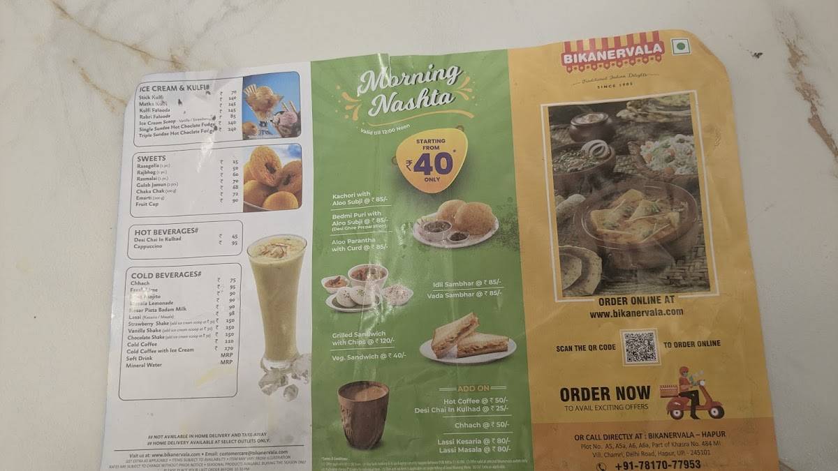 Bikanervala Rafiq Nagar Hapur menu