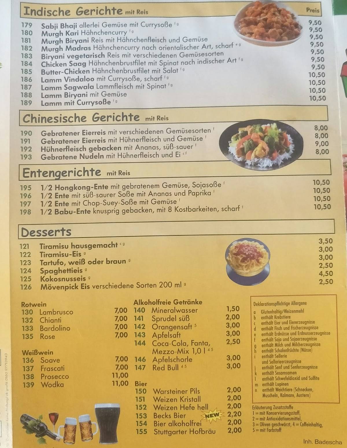Menu de Harmonie Pizza Service