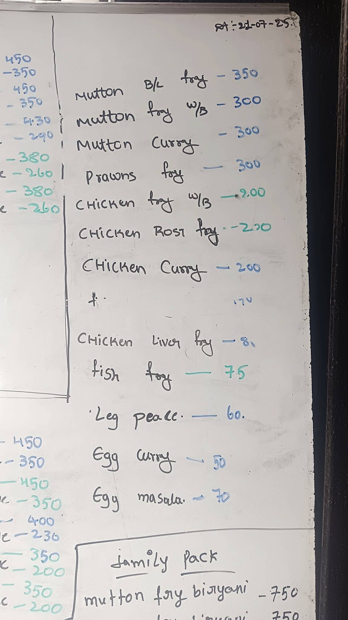 Harsha Delux Mess menu