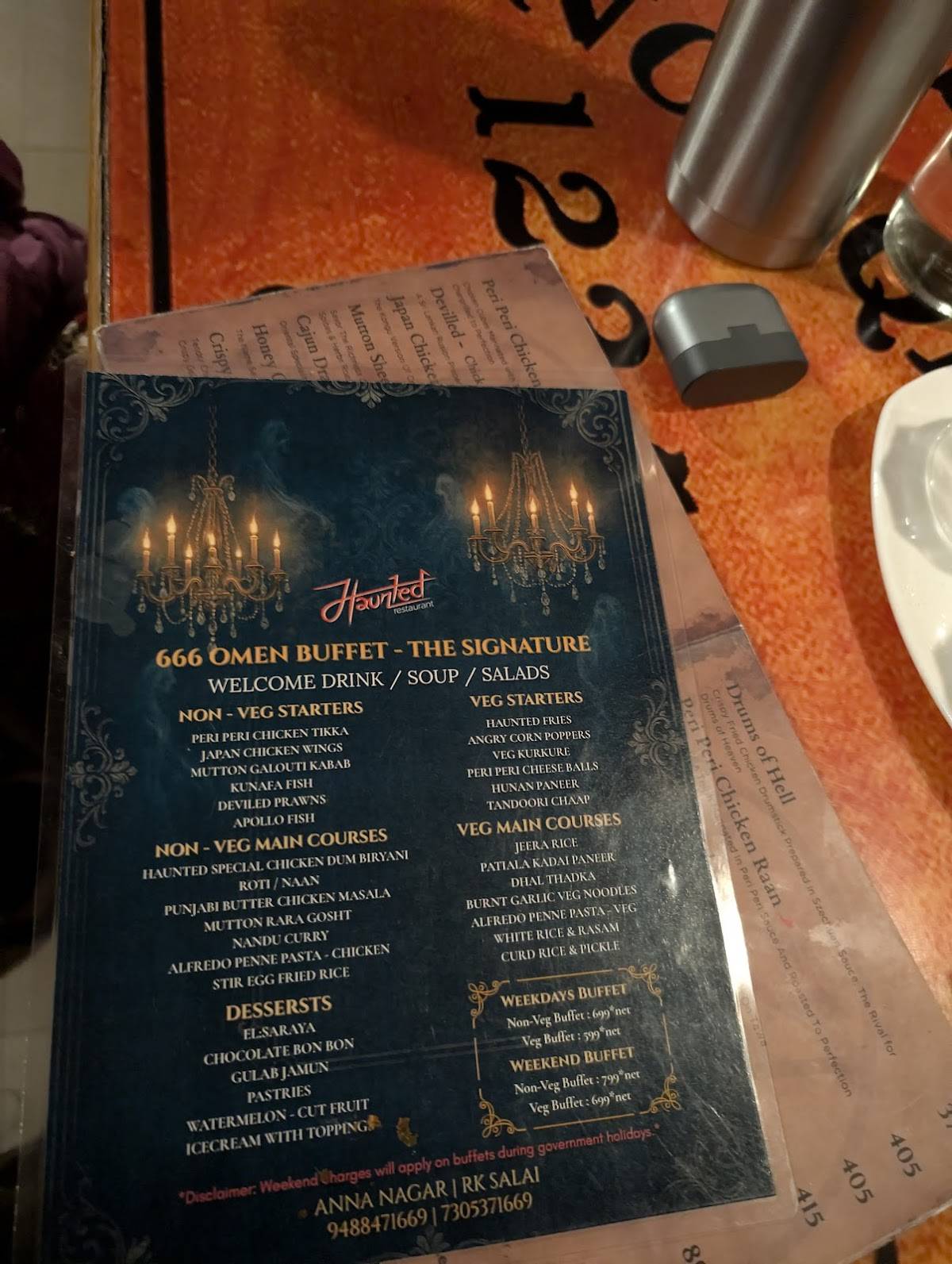 Haunted Restaurant menu