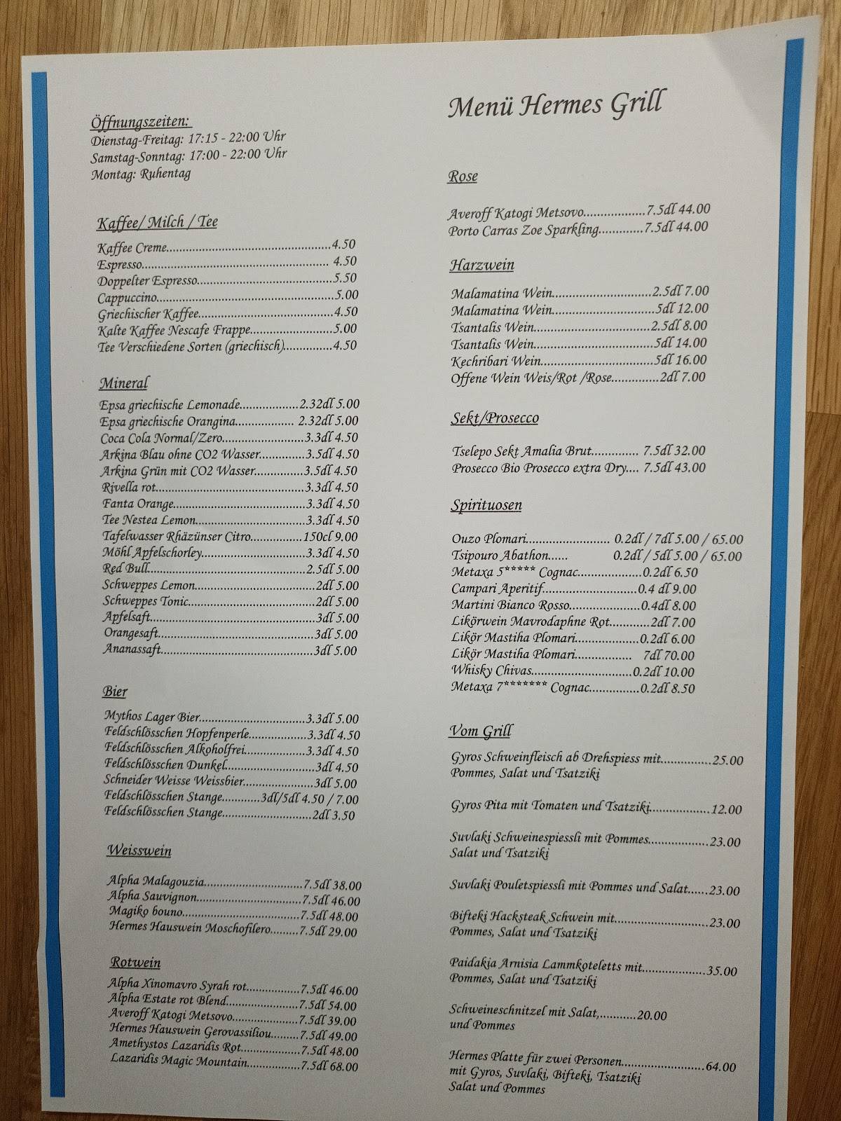 Menu di Hermes Grill 