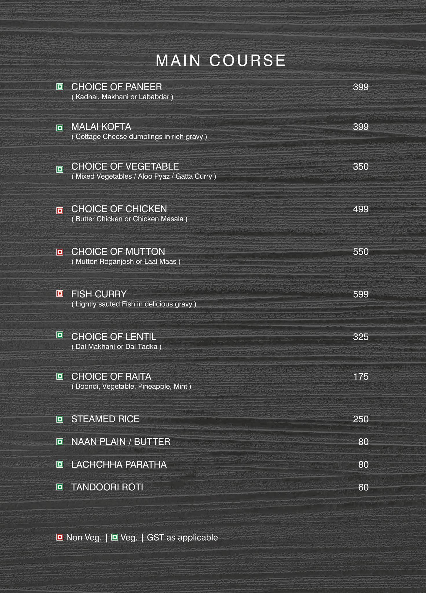 Hi-LiFE The Rooftop Grill menu