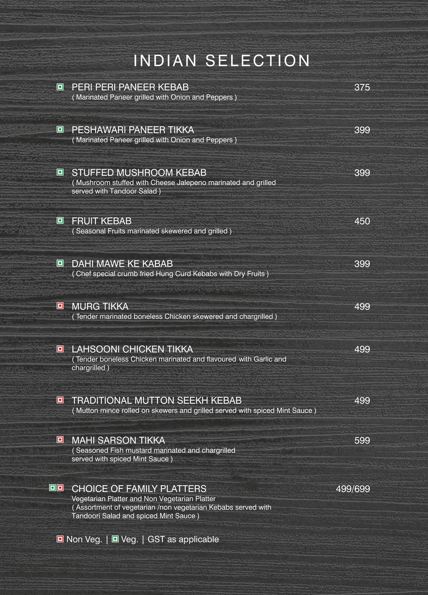 Hi-LiFE The Rooftop Grill menu