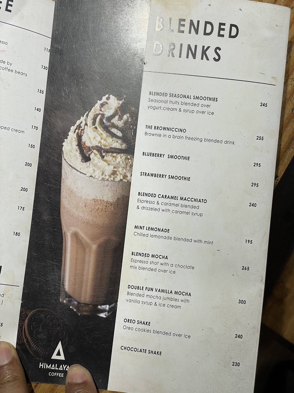 Himalayan Coffee menu