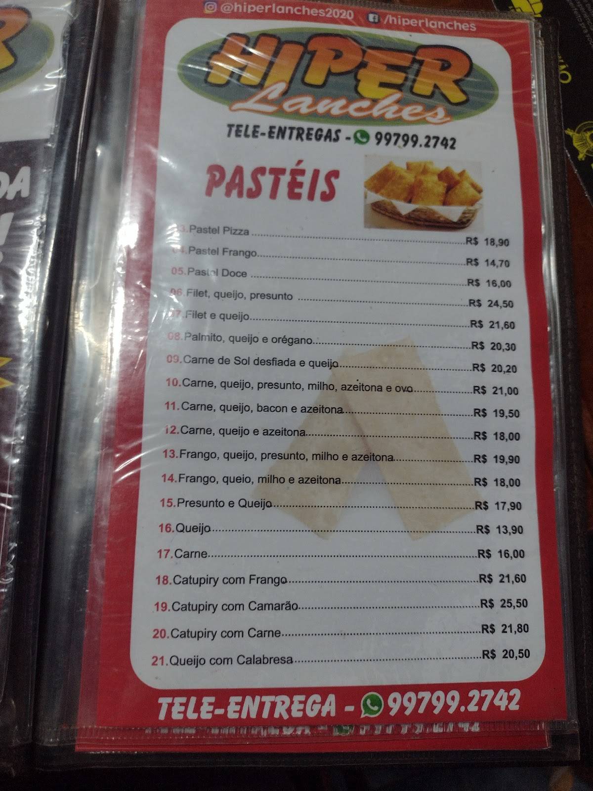 Hiper Lanches cardápio