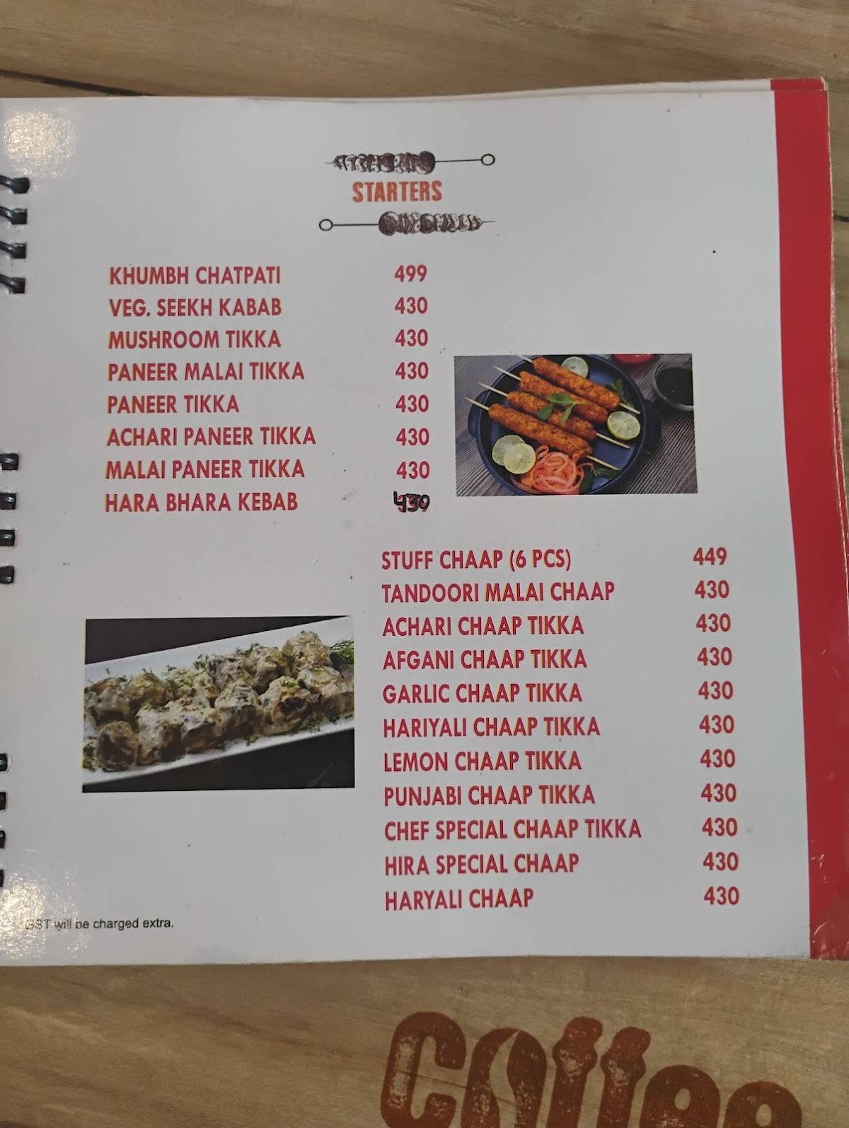Hira Sweets menu