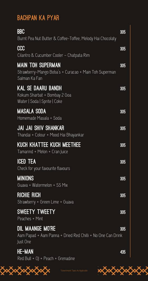 Hitchki, BKC menu