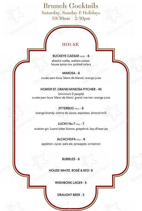 Menu de Homer St. Cafe and Bar