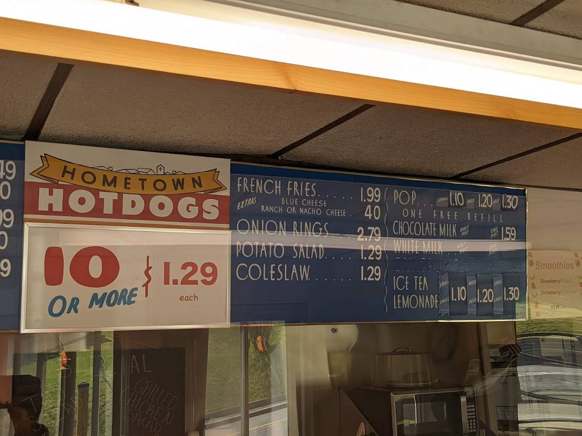 Menu at Hometown Hot Dogs restaurant, Grafton
