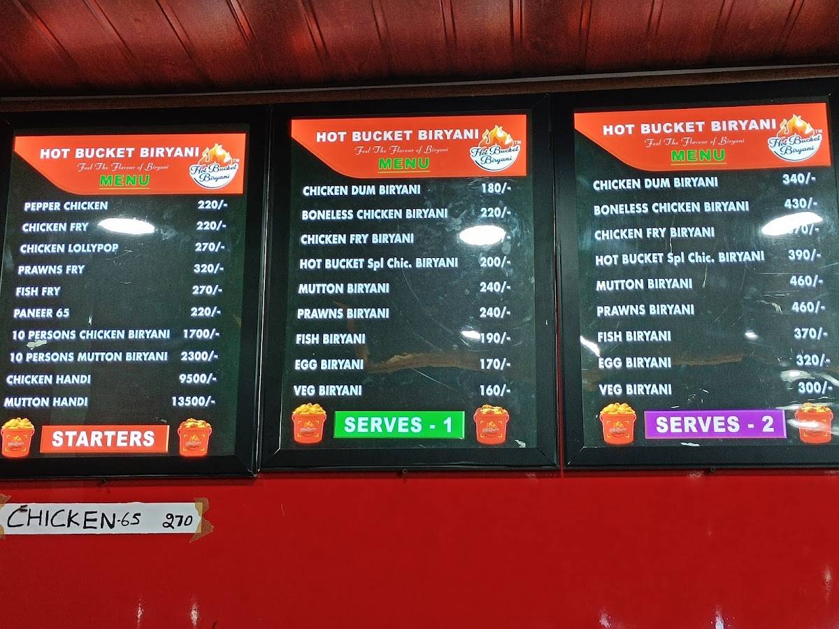 Hot Bucket Biryani menu