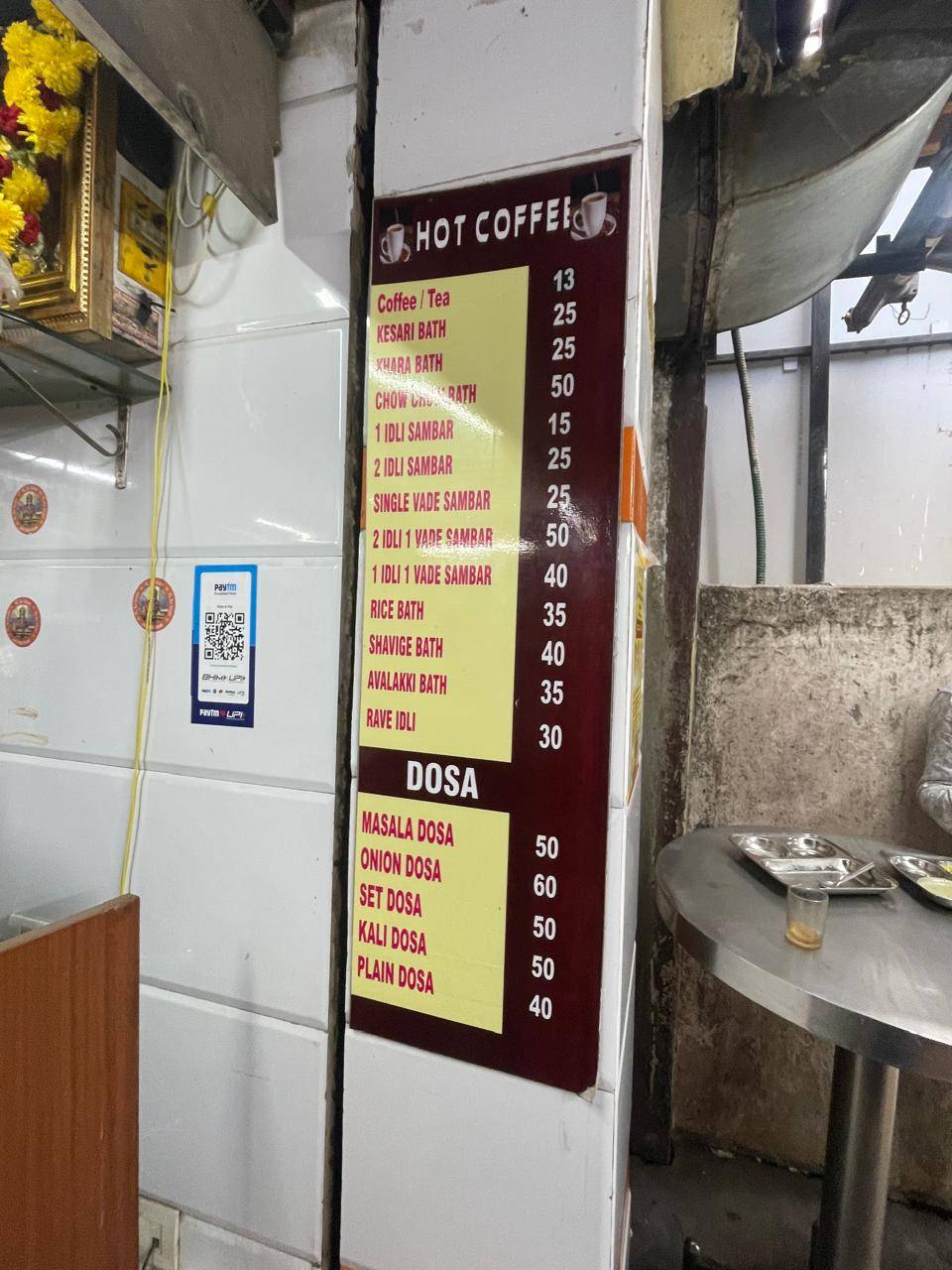 Hot Coffee menu