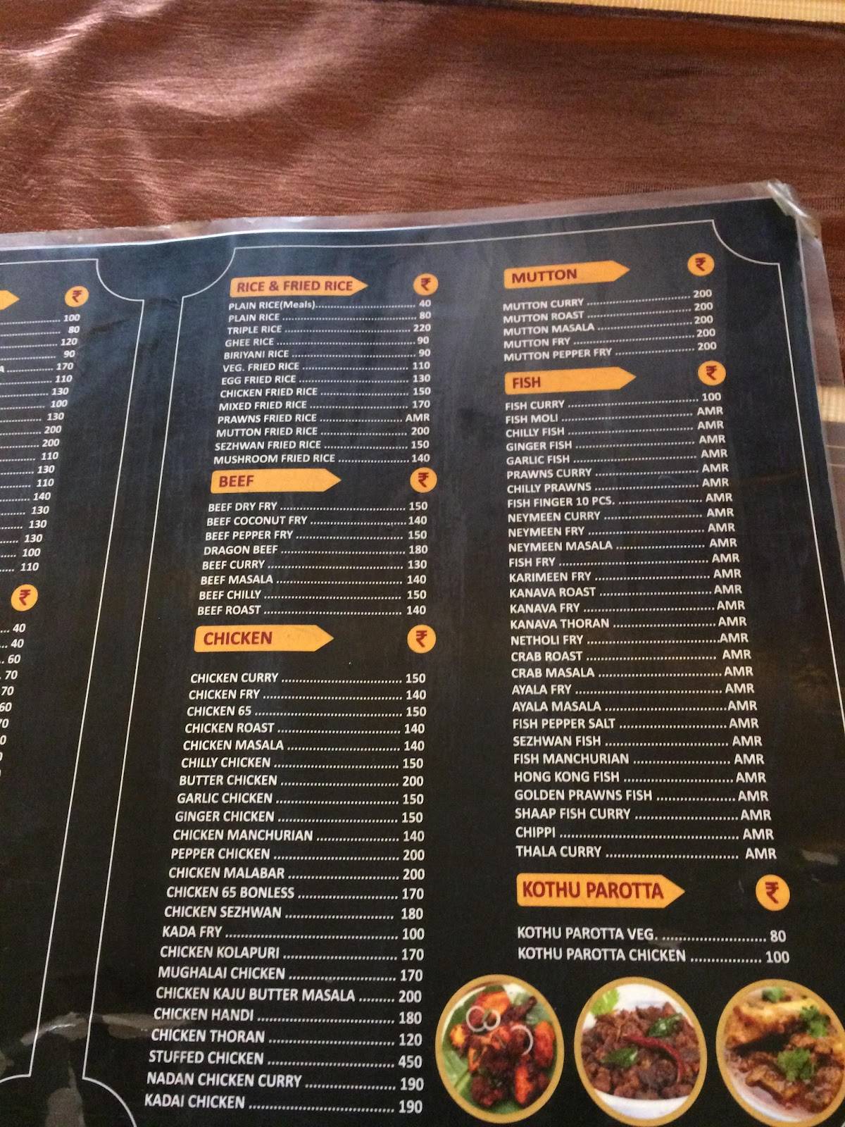 Hotel City Palace menu