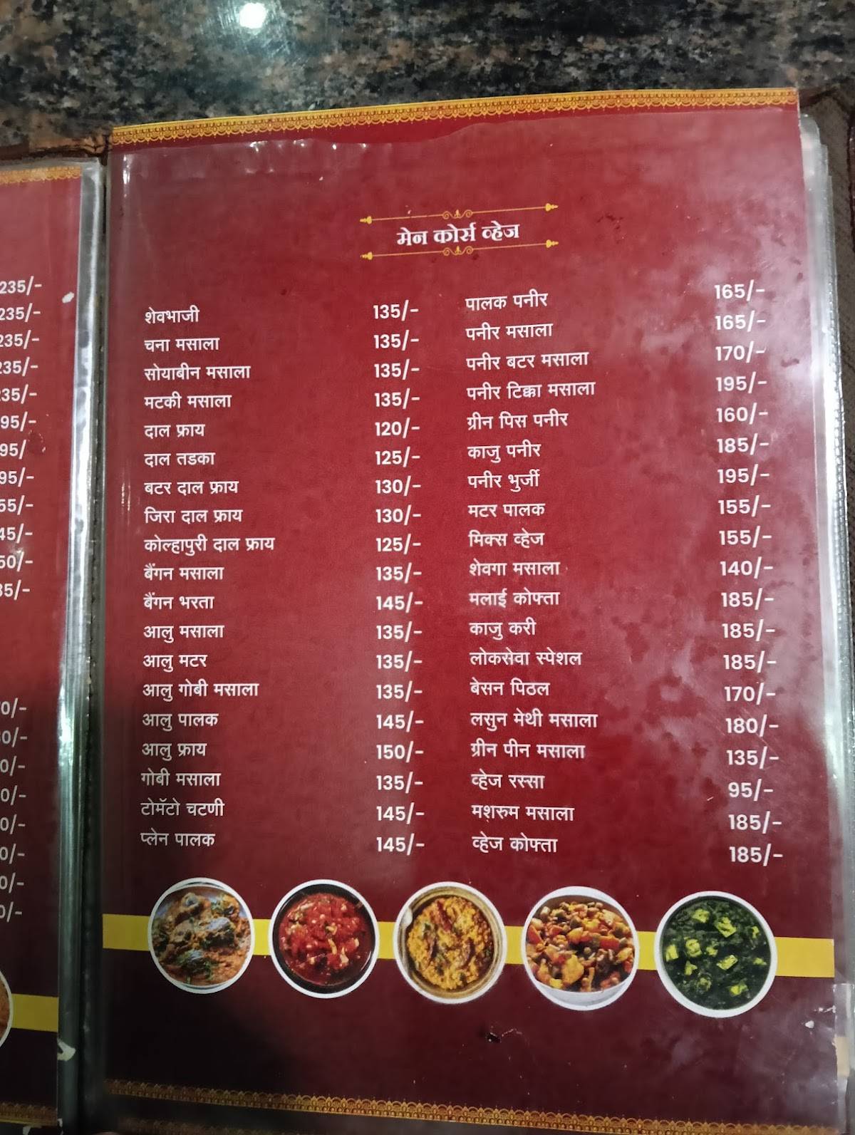 Hotel Lokseva menu