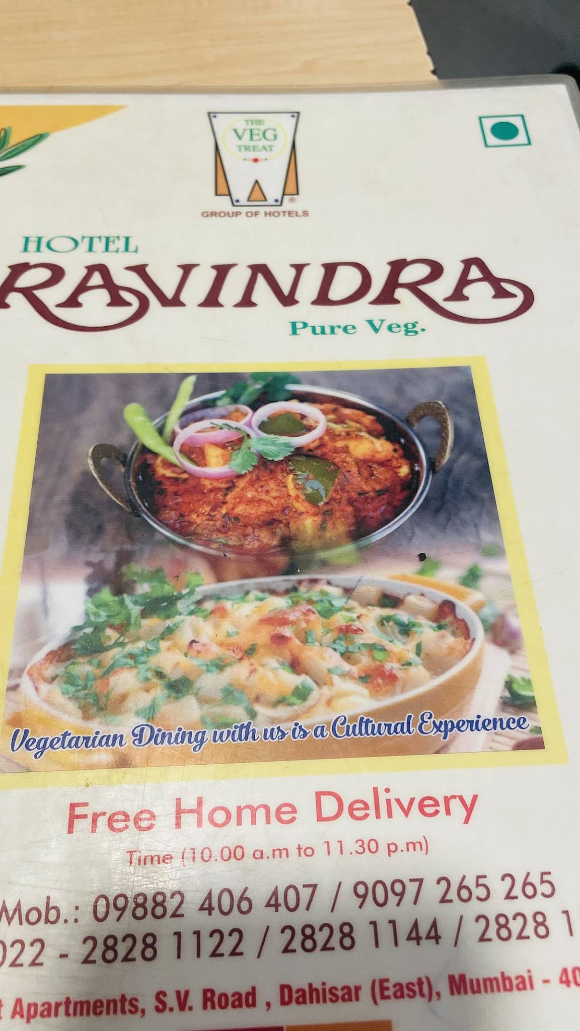 Hotel Ravindra menu