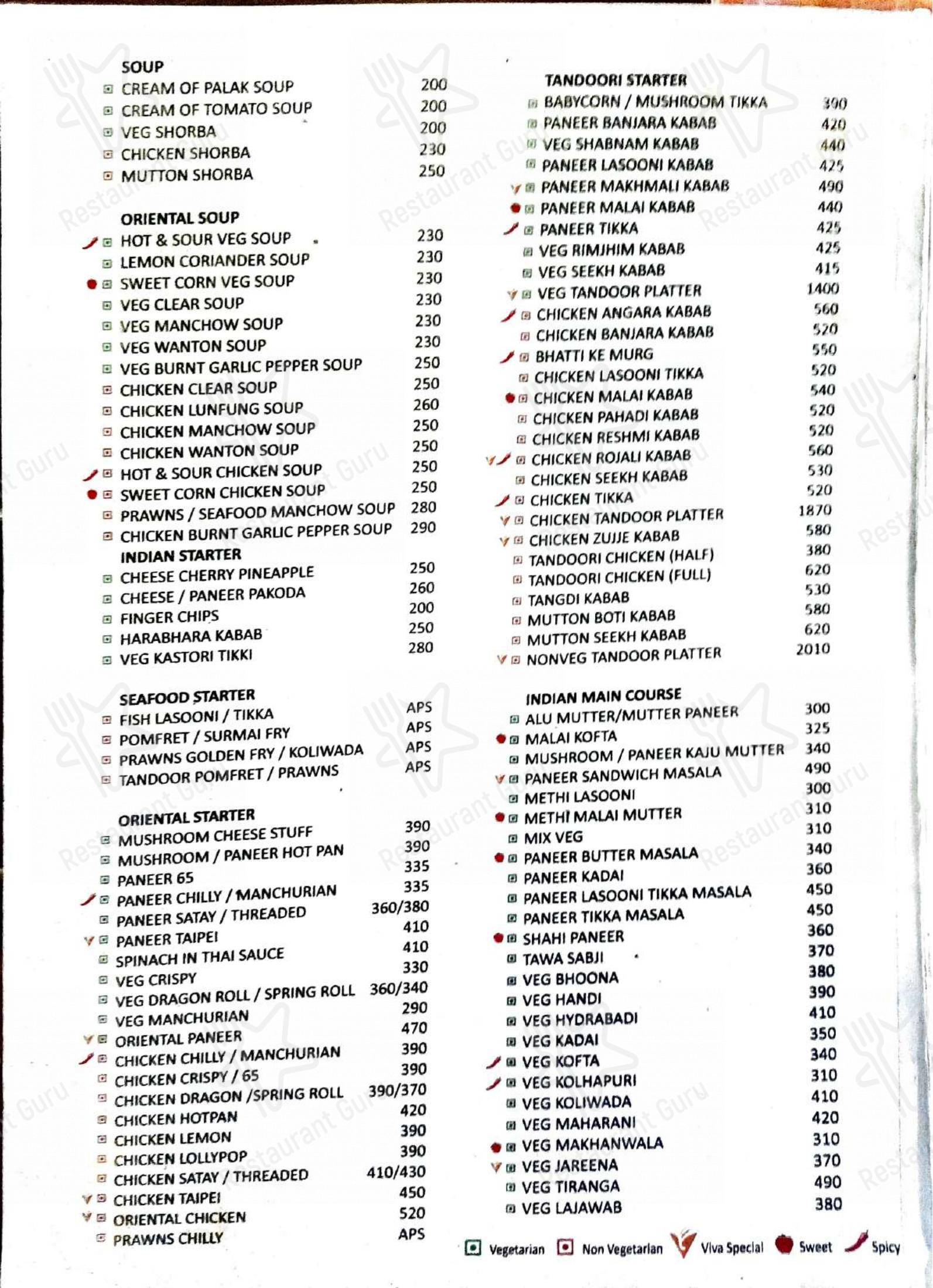Menu for Hotel Viva Executive in Ratnagiri
