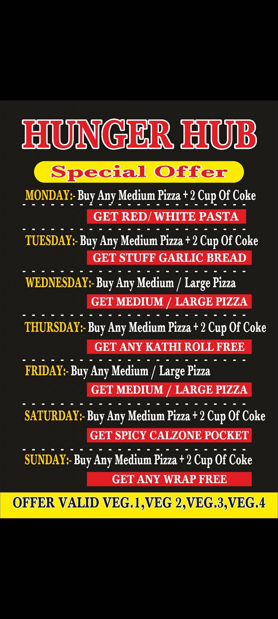 Hunger Hub - Best Pizza Restaurant in Cheeka menu