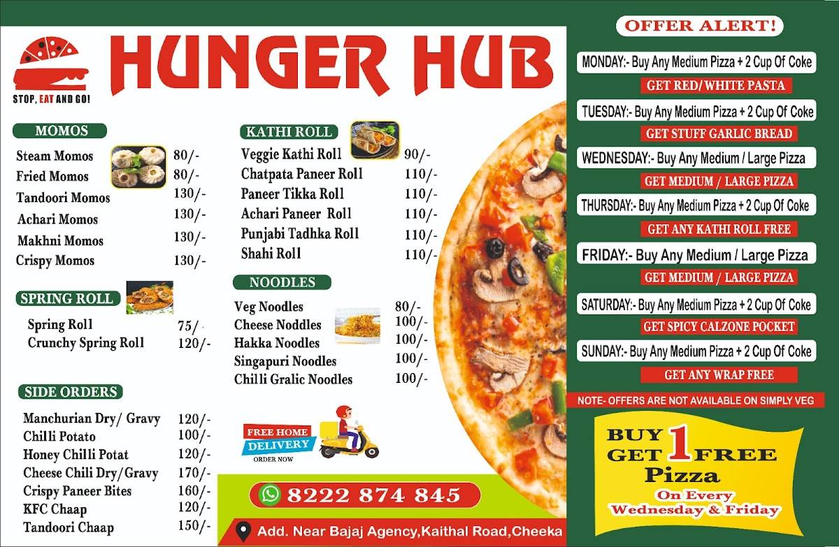 Hunger Hub - Best Pizza Restaurant in Cheeka menu