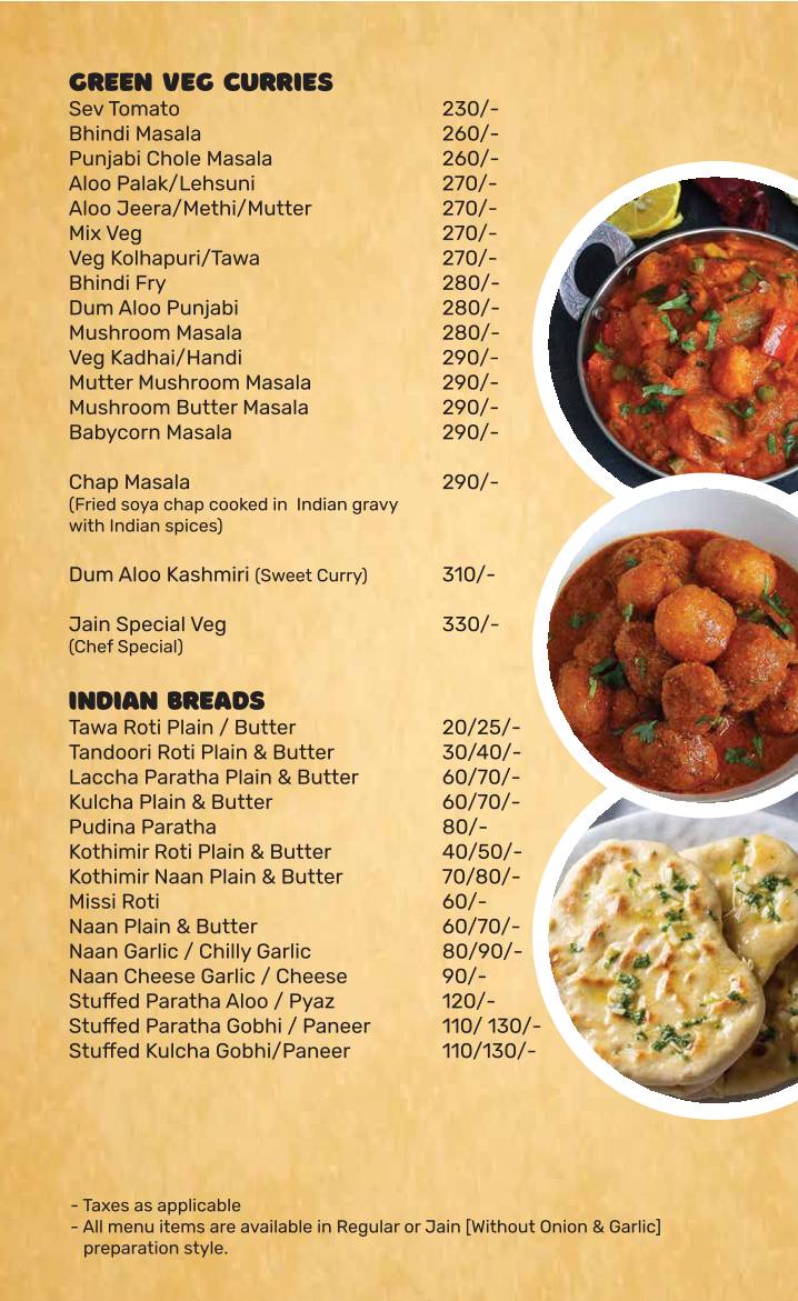 Jain Kitchen Exclusive, Pure Vegetarian Restaurant menu