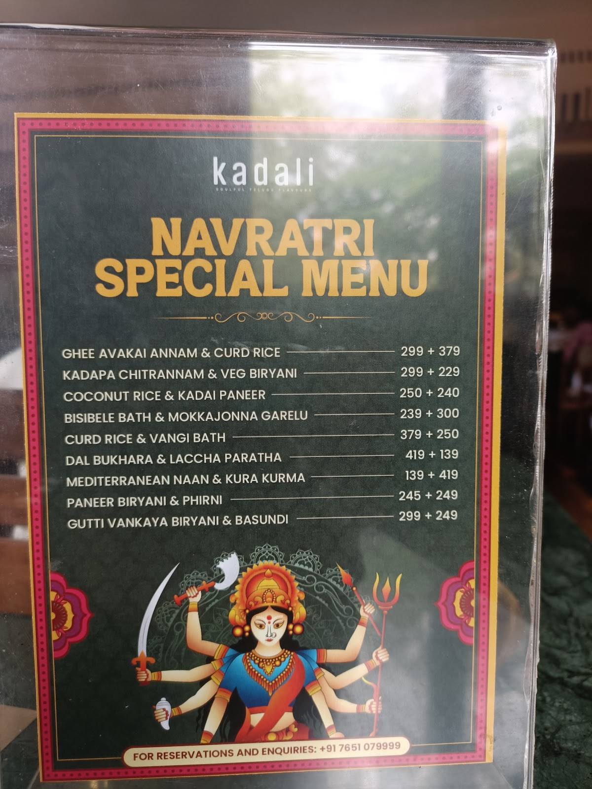 Kadali Kitchen menu