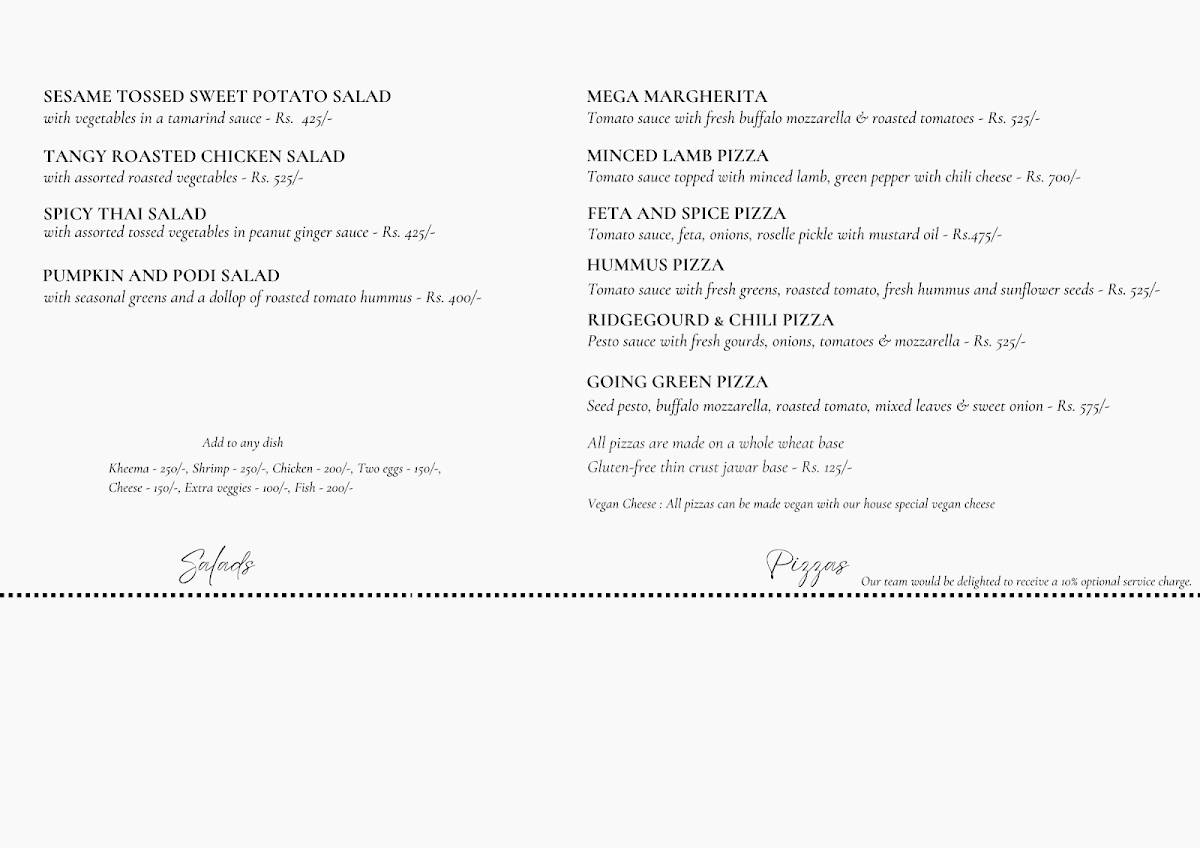 SAGE Farm Cafe menu