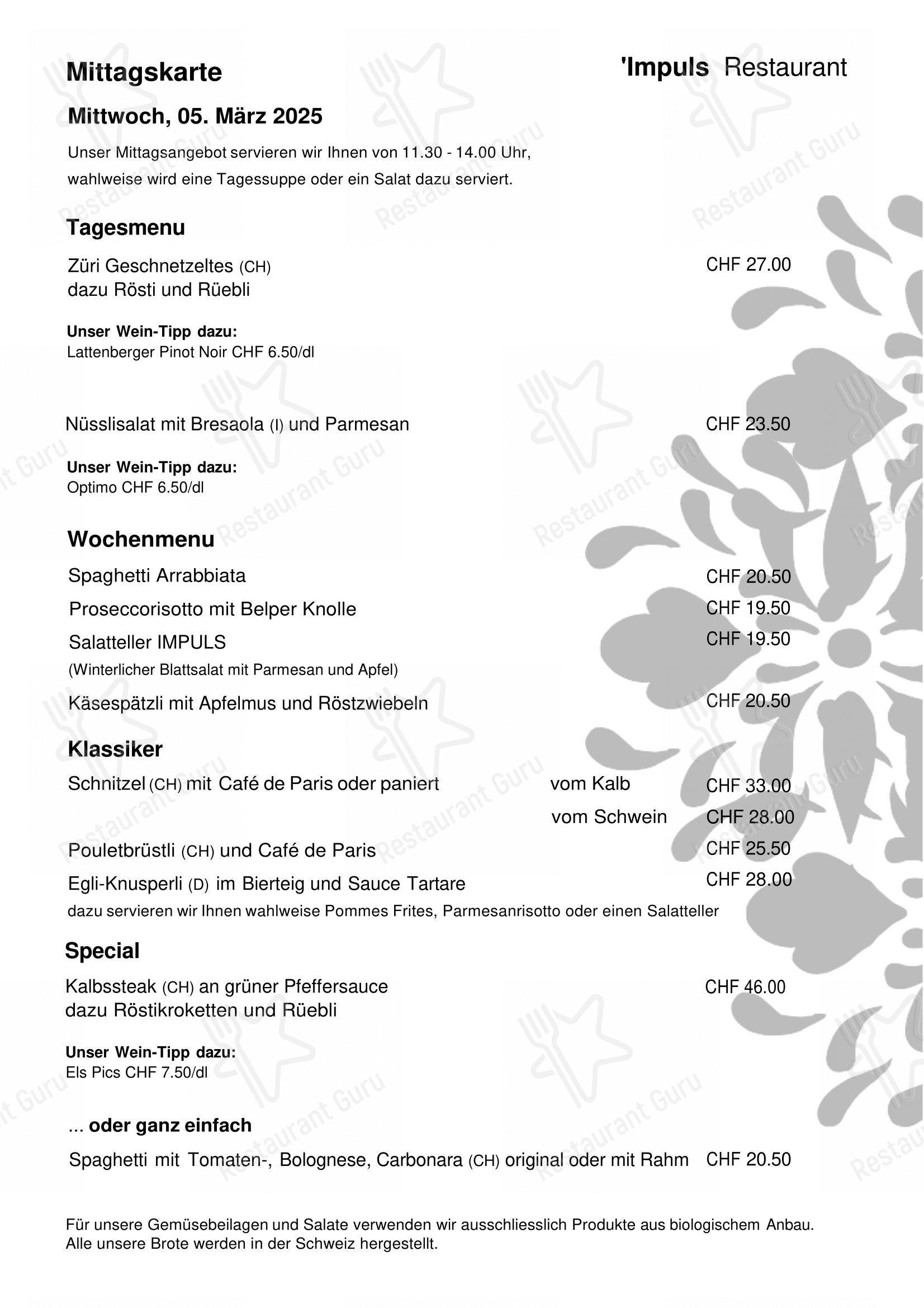 Ночное меню per IMPULS - Restaurant in Wetzikon