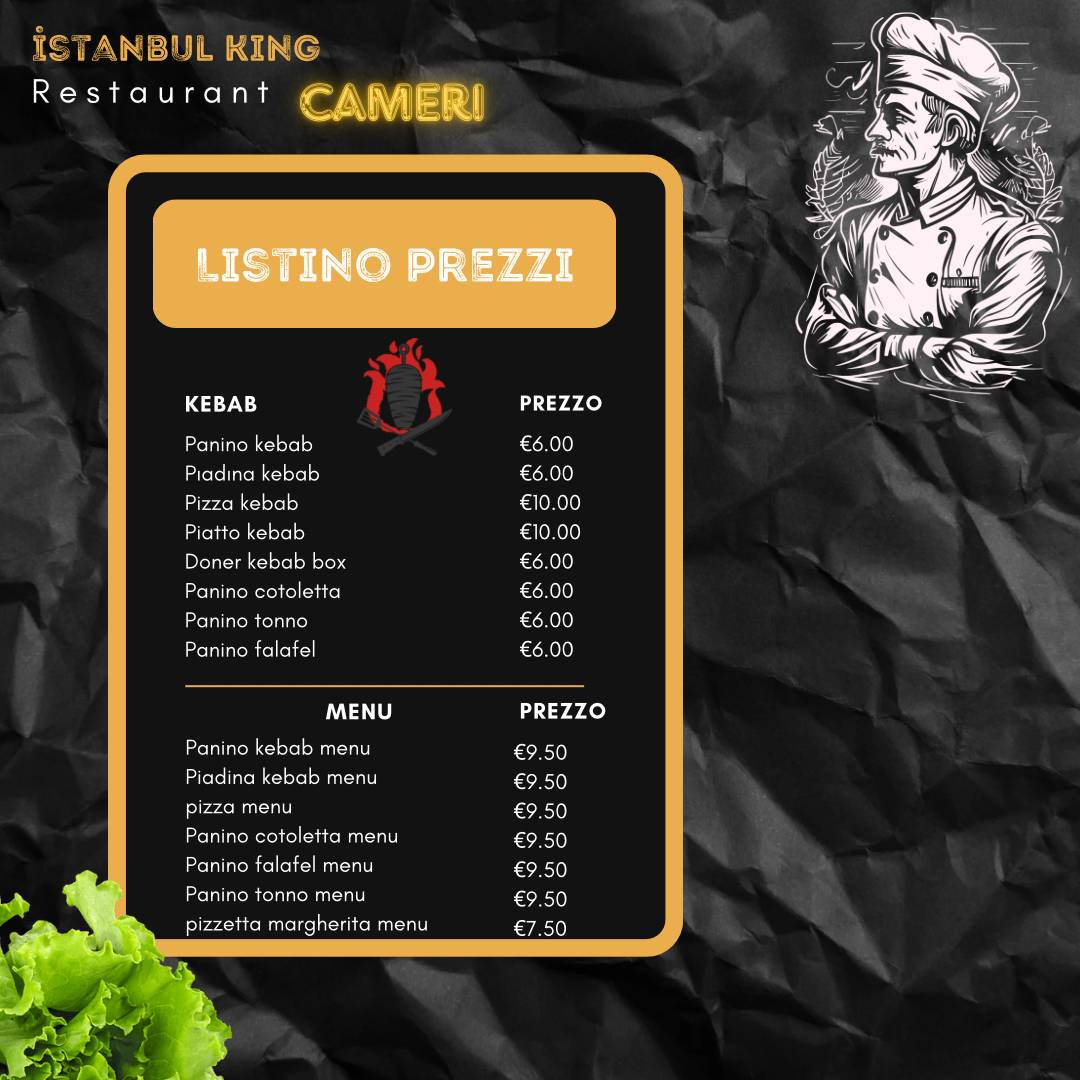 Menu di ISTANBUL KING KEBAB & PIZZA 
