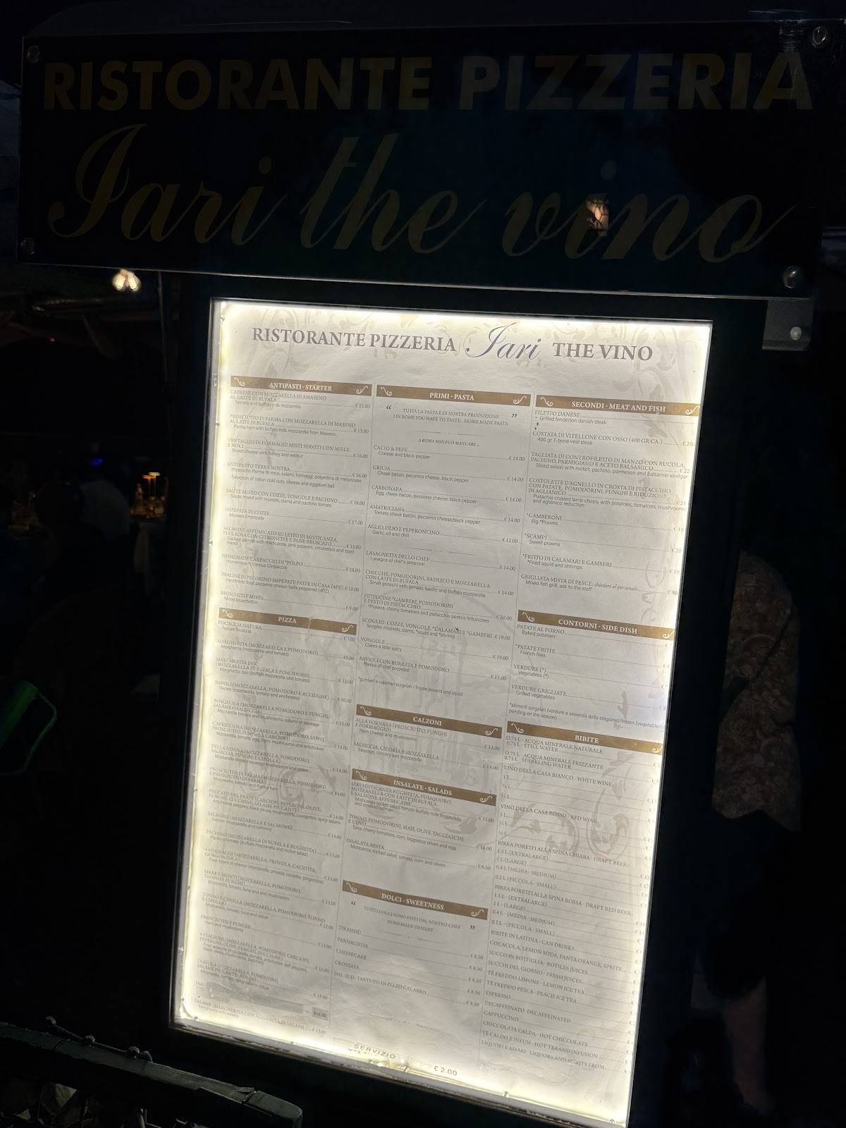 Menu di Ristorante Iari The Vino 