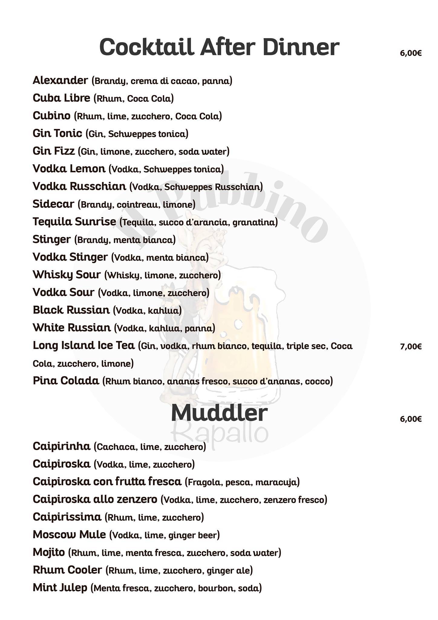 Menu di Il Pubbino 
