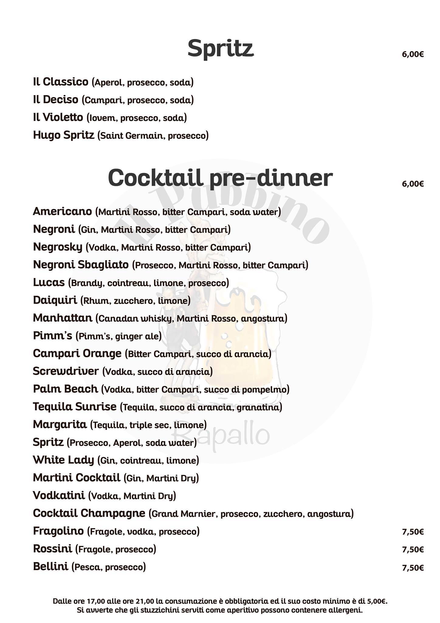 Menu di Il Pubbino 