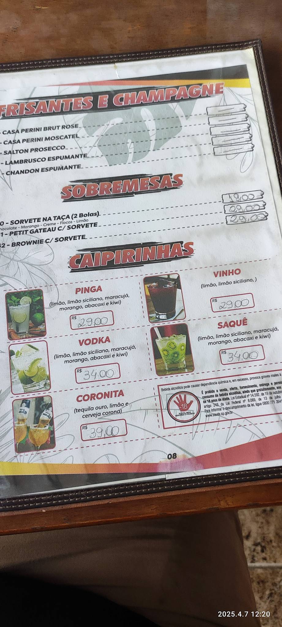 Biritas Pizzaria cardápio