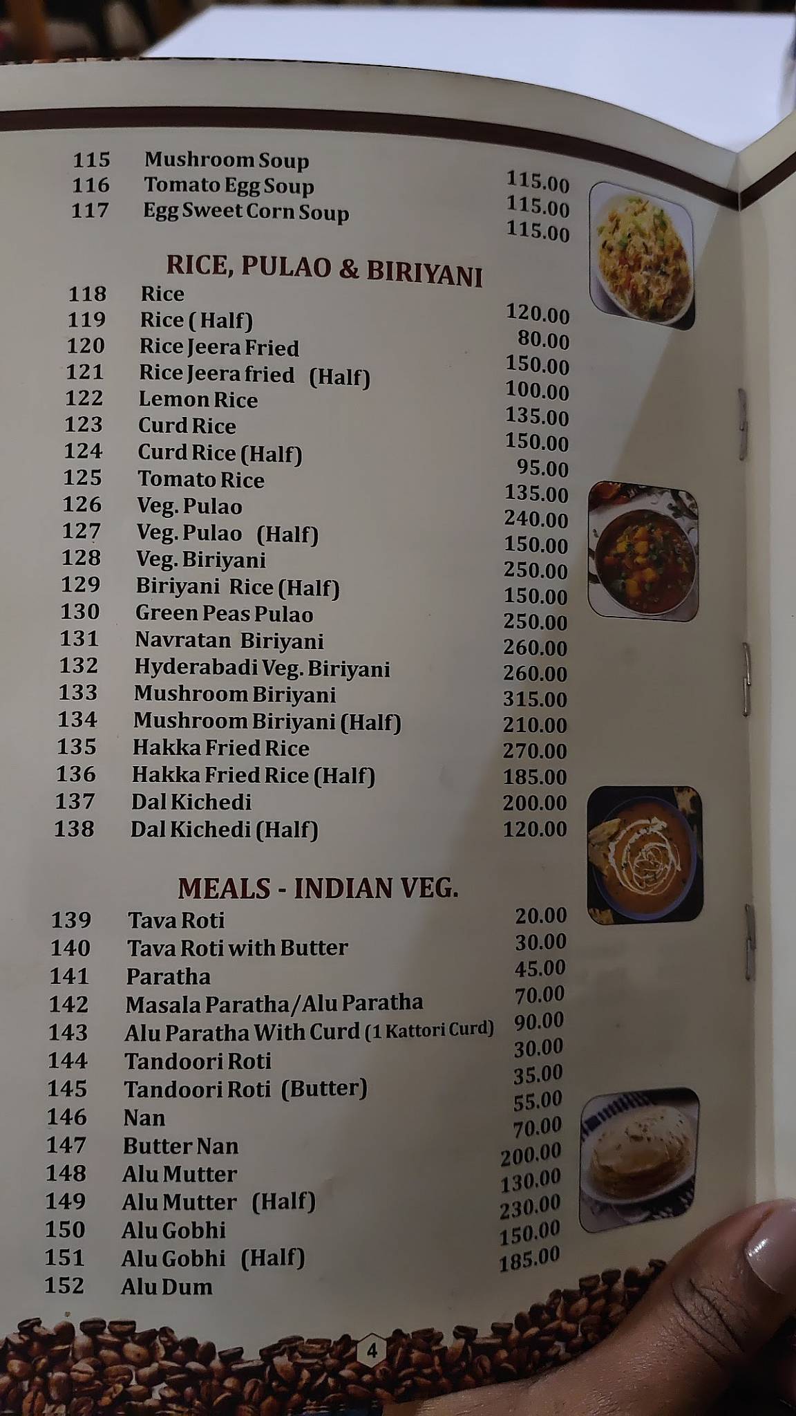 Indian Coffee House menu