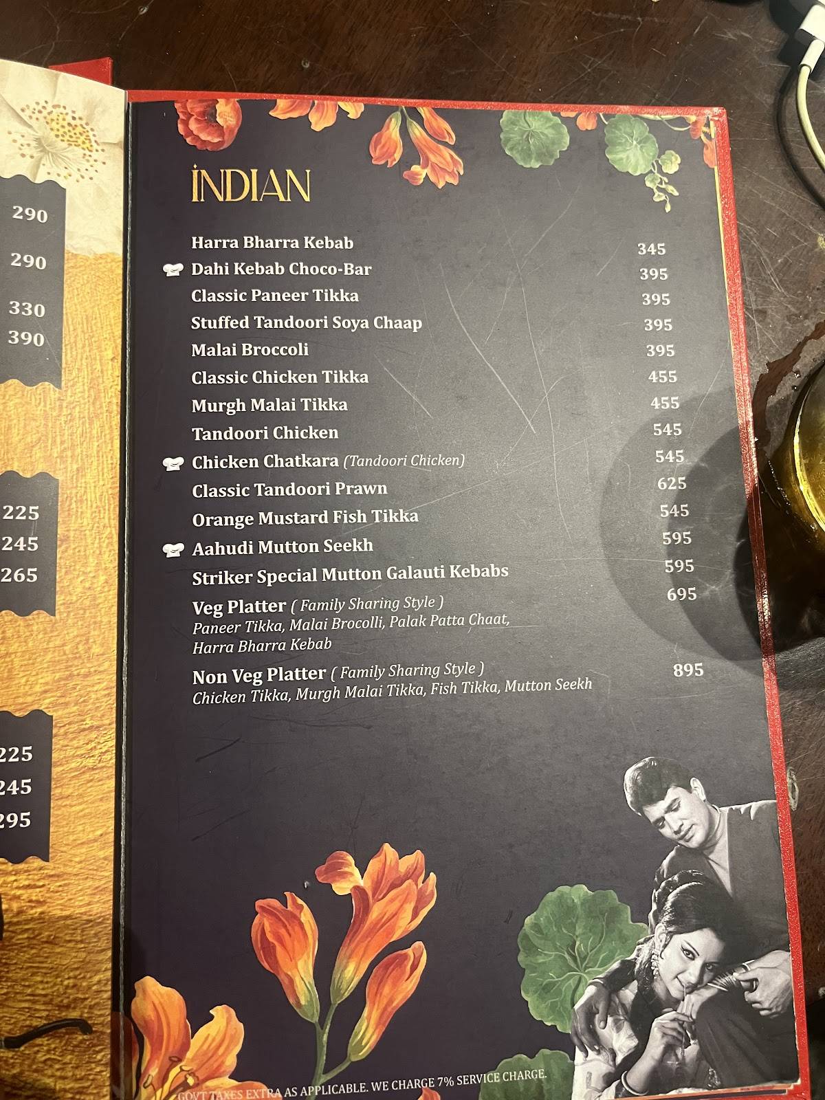 Striker Indore menu